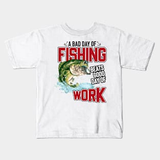 Fishing over Work Kids T-Shirt